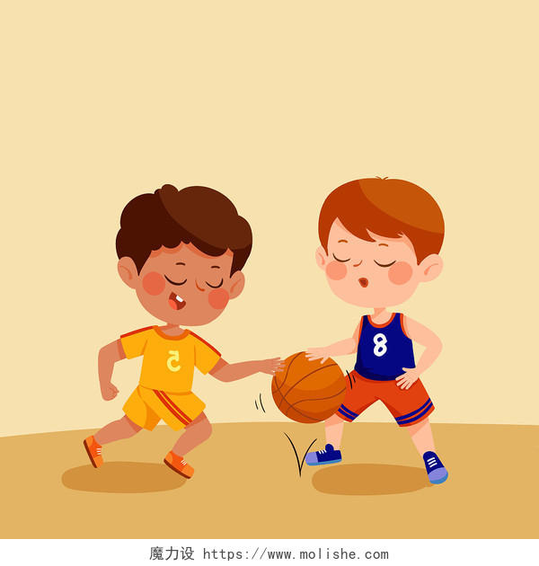 卡通儿童打篮球儿童打篮球儿童篮球元素打篮球素材PNG素材